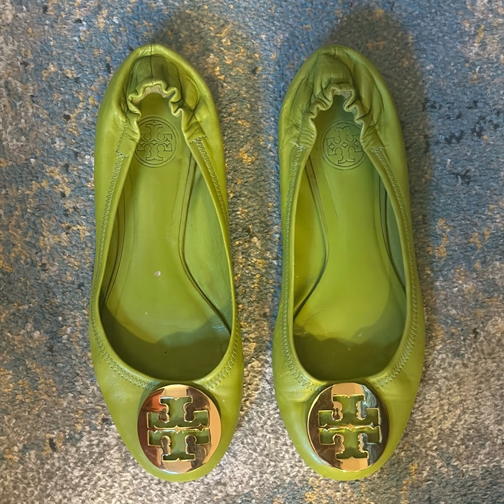 Green Tory Burch Flats
